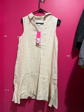 Lilly Pulitzer Classic Linen Beige Sleeveless Midi Dress NWT